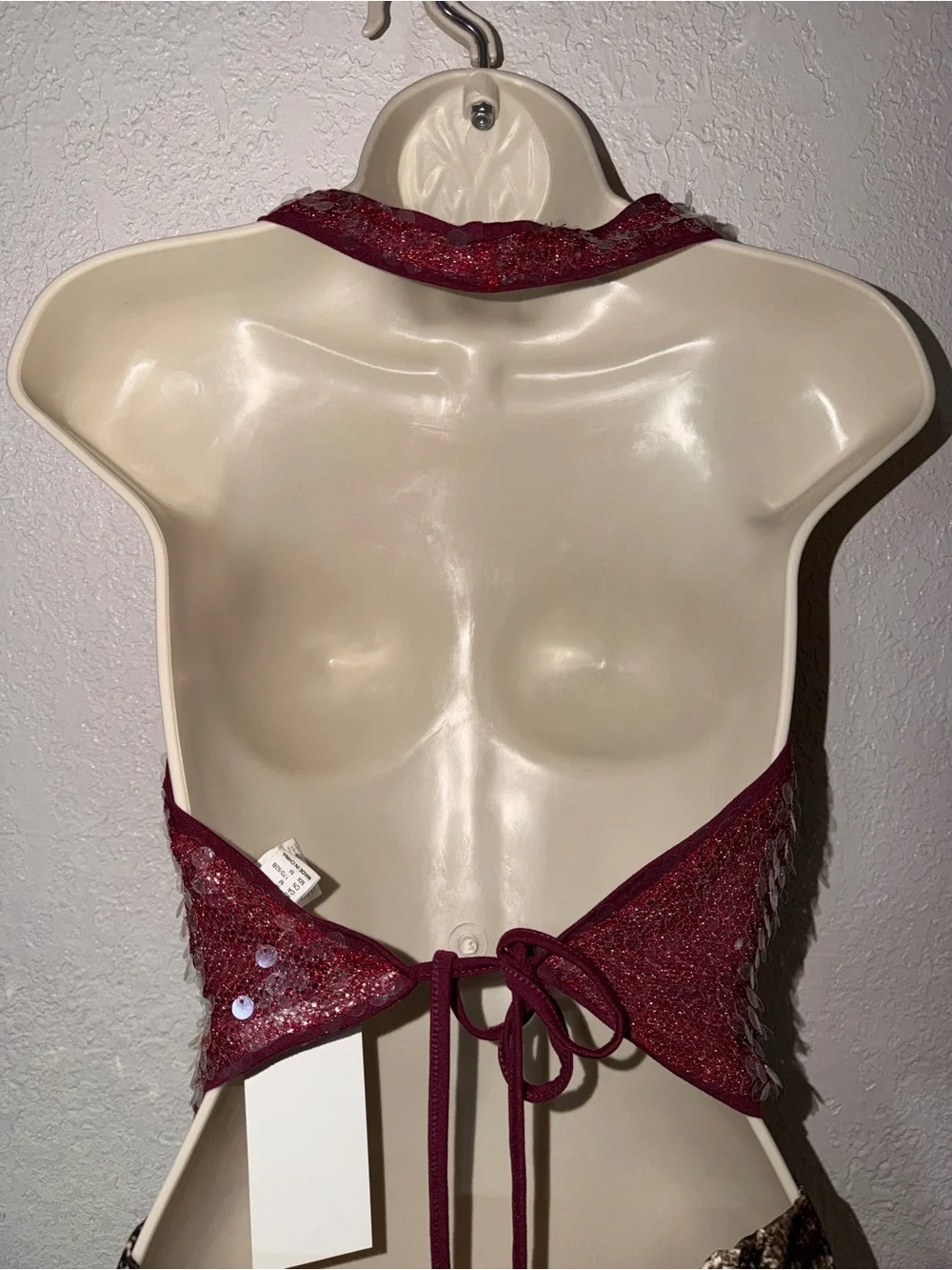 Two Piece Set Sequin Cowl Neck & Snake Skin Shorts